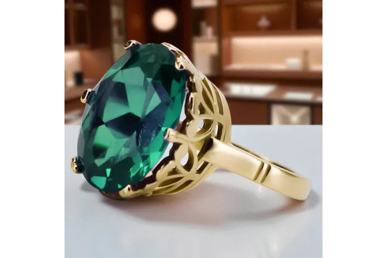 Vintage Inel Smarald Aur galben 14K vrc130y